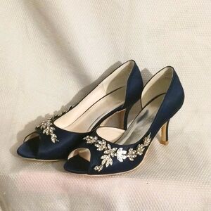 Elegant Park navy blue bridal shoes